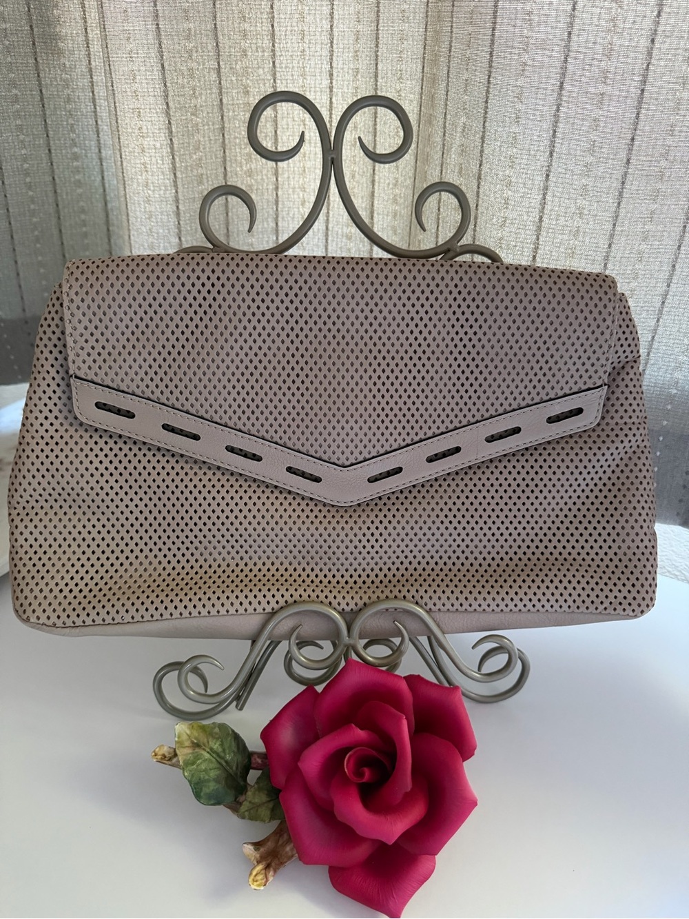 Rebecca Minkoff Beige Perforated
Leather Clutch